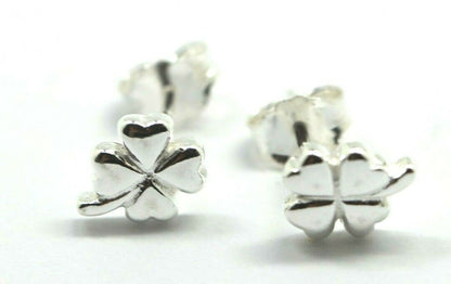 Sterling Silver 925 Children Child Small Four Leaf Clover Earrings