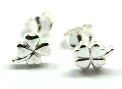 Sterling Silver 925 Children Child Small Four Leaf Clover Earrings