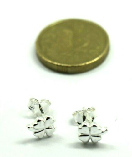 Sterling Silver 925 Children Child Small Four Leaf Clover Earrings