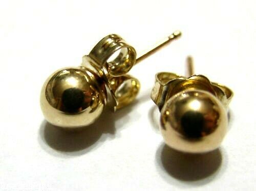 Genuine 9ct 9k 375 Yellow Gold 7mm Stud Ball Earrings