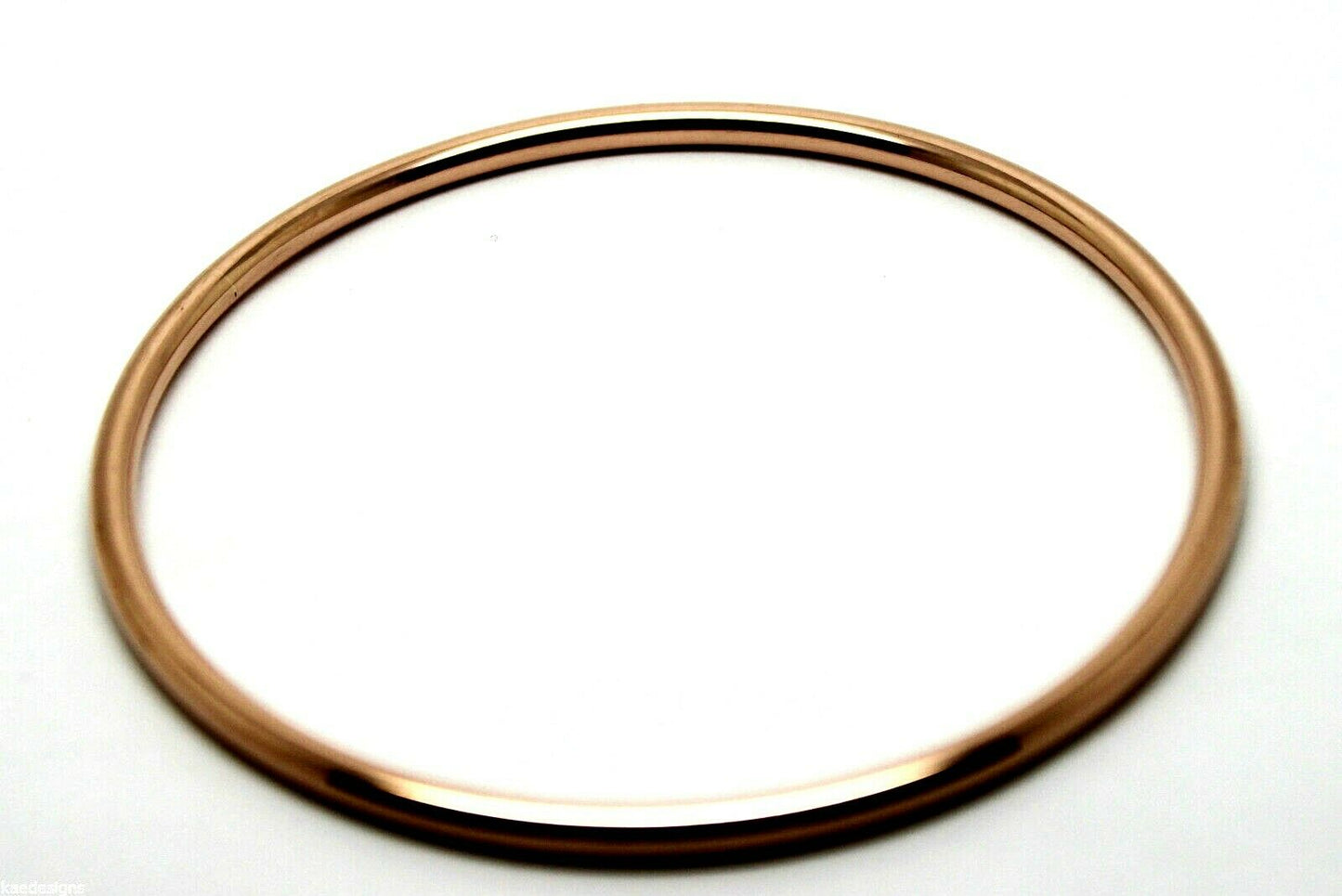 Genuine 9ct 9K 375 Yellow, Rose or White Gold 3mm Wide Hollow Golf Bangle 64mm Diameter