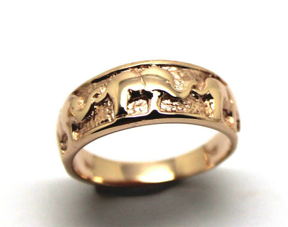 Genuine 9ct Solid Yellow, Rose or White Gold Lucky Elephant Ring Size Q