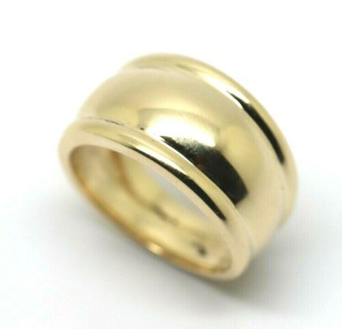 Size J Genuine 9ct Solid Yellow Gold Ridged Heavy 10mm Dome Ring