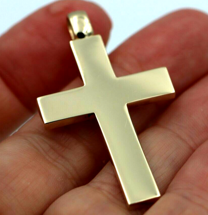Kaedesigns New Genuine 9ct 9K 375 Yellow, Rose or White Gold Heavy Huge Large Plain Cross Pendant