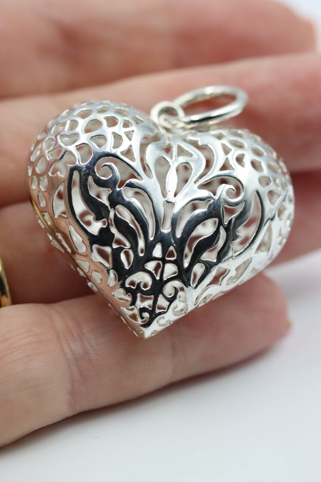 Genuine New Sterling Silver 925 Huge Heavy Large Filigree Heart Pendant