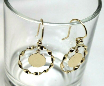 Genuine 9ct 9k Solid Yellow, Rose or White Gold Hooks Fancy Disc Earrings