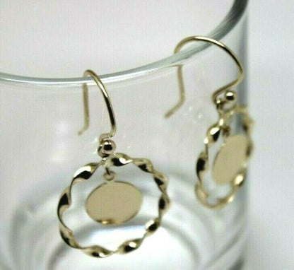 Genuine 9ct 9k Solid Yellow, Rose or White Gold Hooks Fancy Disc Earrings