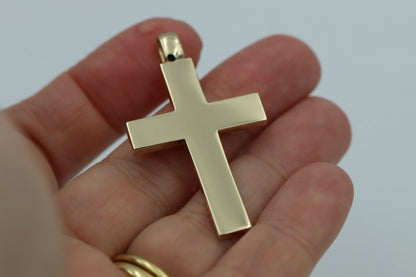 Kaedesigns New Genuine 9ct 9K 375 Yellow, Rose or White Gold Heavy Huge Large Plain Cross Pendant