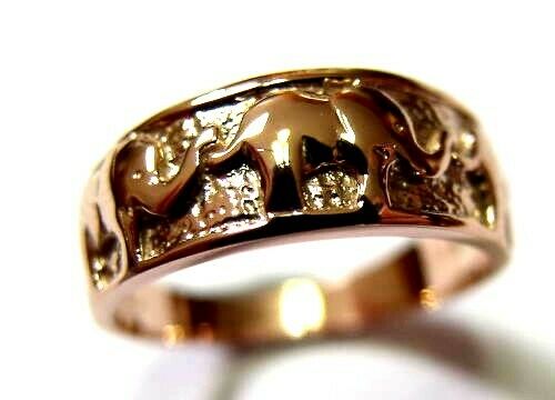 Size K Genuine 9ct 9kt 375 Full Solid Yellow, Rose or White Gold Lucky Elephant Ring 209