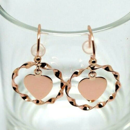 Genuine 9ct 9k Solid Yellow, Rose or White Gold Hooks Fancy Heart Disc Earrings