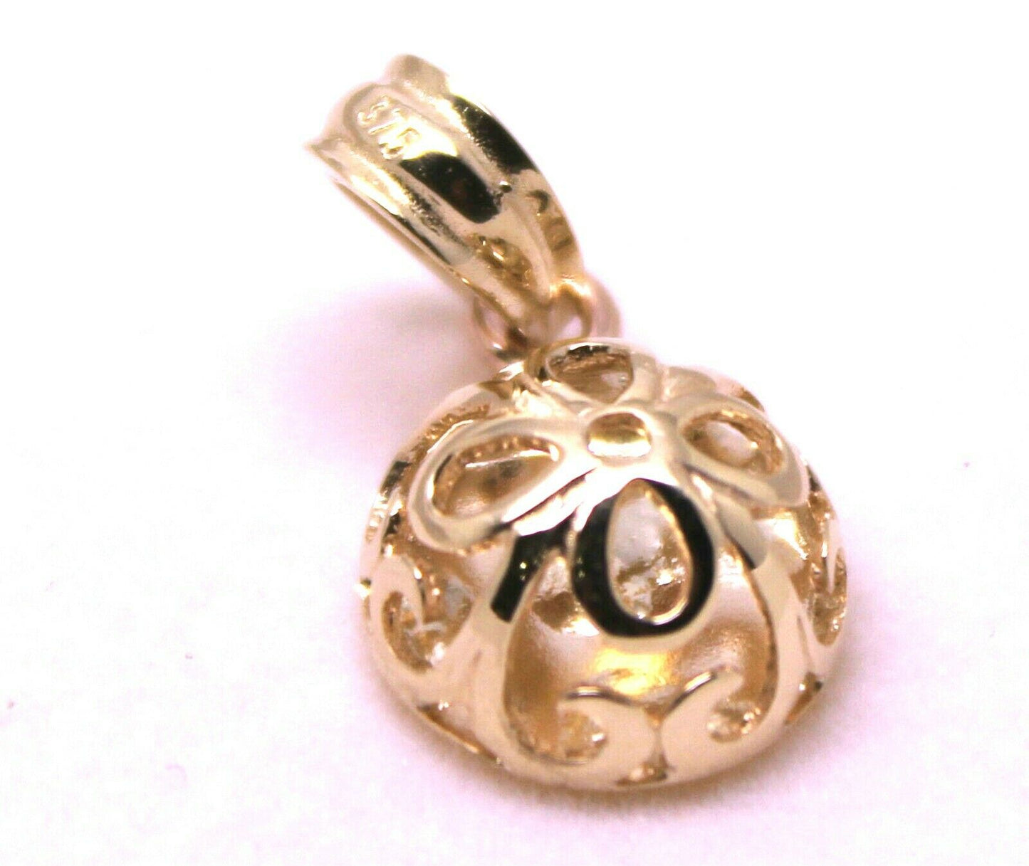 Genuine Solid 9ct Yellow Or Rose Or White Gold Half Ball Filigree Flower Pendant