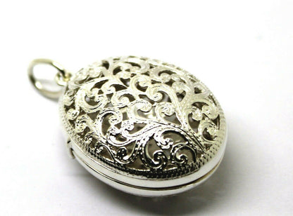 Kaedesigns Genuine 9ct 9k Solid Yellow, Rose or White Gold Filigree Oval Pendant Locket