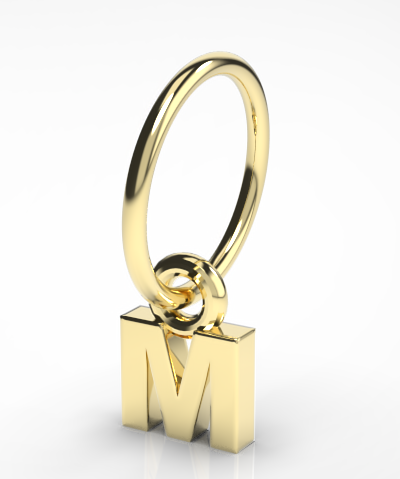 Genuine 9ct 9kt Genuine Tiny Very Small Yellow, Rose or White Gold Initial Pendant Charm M