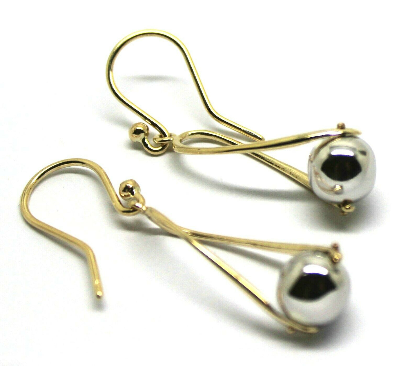Kaedesigns Genuine 9ct 9kt 375 Yellow & White Gold 8mm Ball Drop Earrings