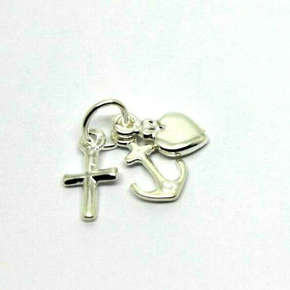 Sterling Silver 925 Faith Hope Charity Cross Love Heart Anchor Pendant / Charm