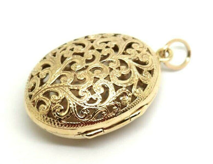 Kaedesigns Genuine 9ct 9k Solid Yellow, Rose or White Gold Filigree Oval Pendant Locket