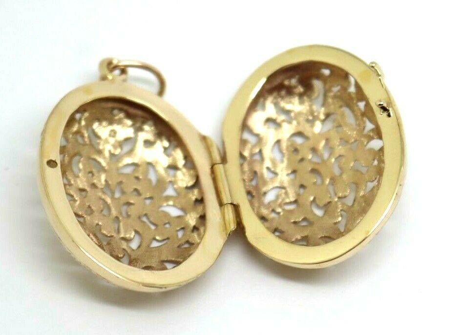 Kaedesigns Genuine 9ct 9k Solid Yellow, Rose or White Gold Filigree Oval Pendant Locket