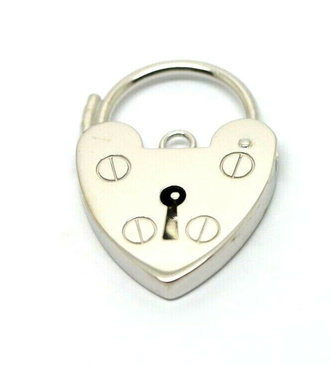 Genuine Large 18mm Sterling Silver 925 Screw Heart Pendant Padlock