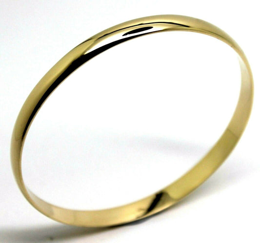 Genuine 9ct 9kt FULL SOLID Heavy Yellow, Rose or White gold 4.5mm wide half round Bangle 63mm inside diameter