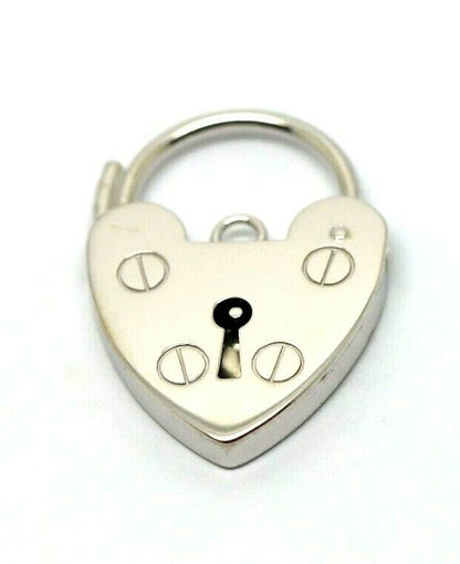 Genuine Large 18mm Sterling Silver 925 Screw Heart Pendant Padlock