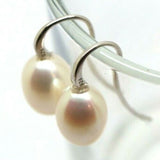 Genuine Sterling Silver 925 Oval Freshwater Pearl Ball Earrings