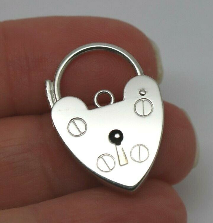 Genuine Large 18mm Sterling Silver 925 Screw Heart Pendant Padlock