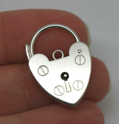 Genuine Large 18mm Sterling Silver 925 Screw Heart Pendant Padlock