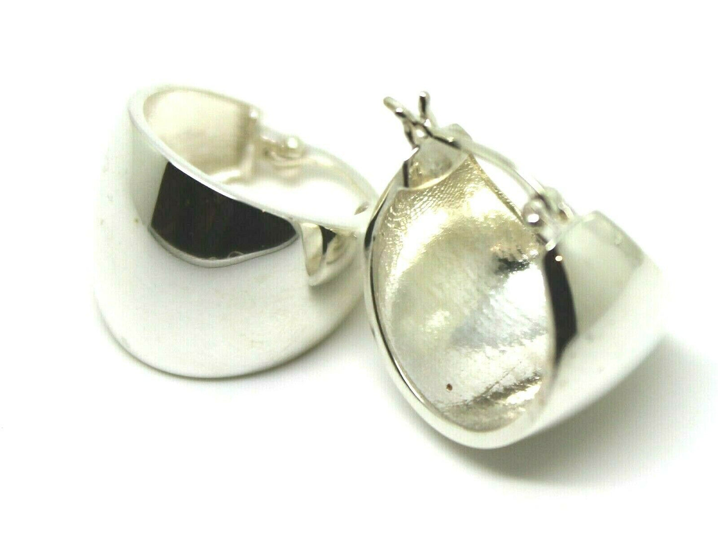 Genuine Sterling Silver 925 Hoop Dome Solid Earrings