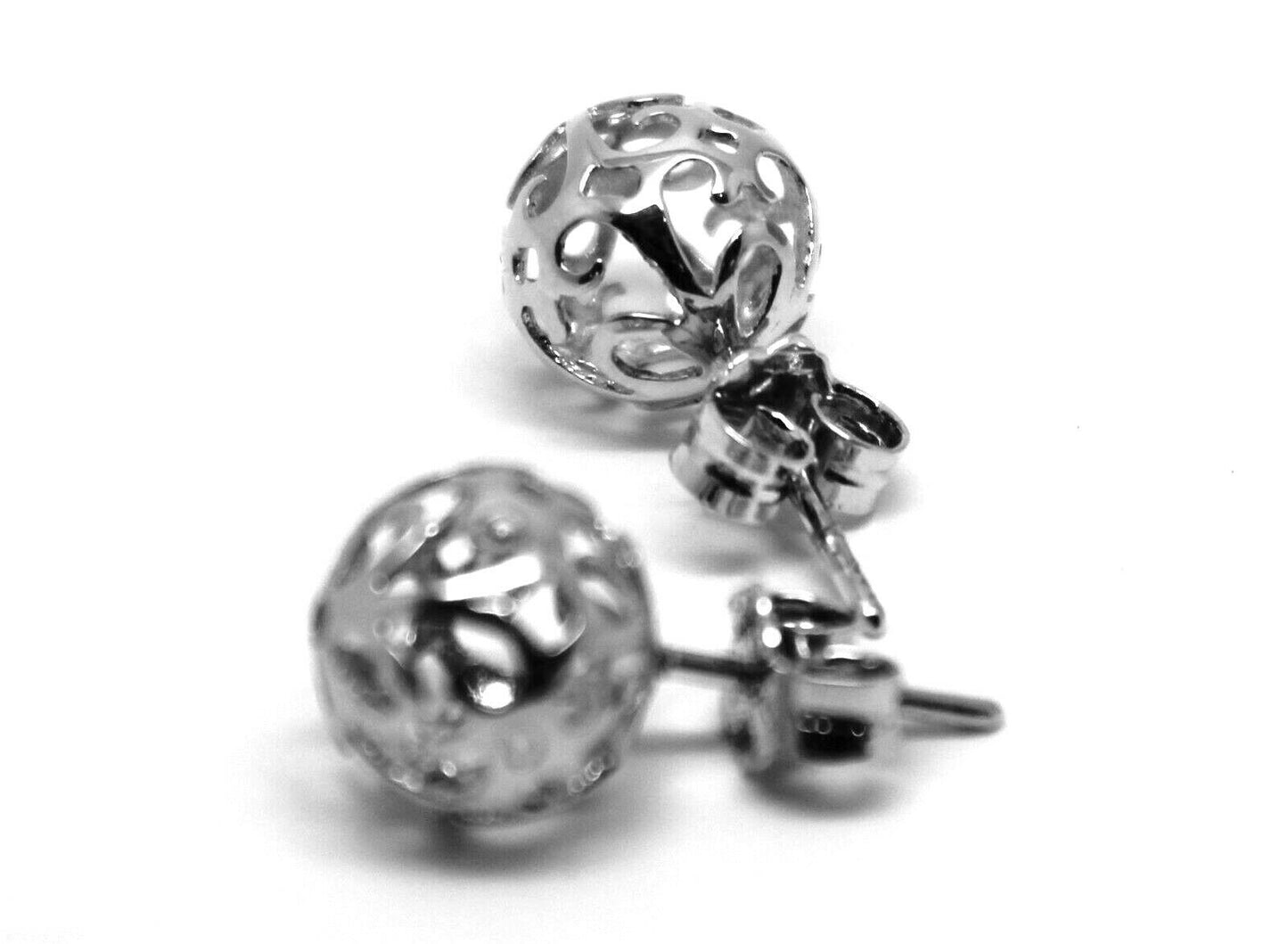 Genuine New 9k 9ct Yellow Gold or White Gold or Rose Gold 8mm Filigree Stud Earrings