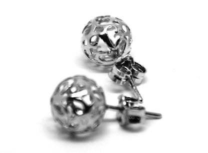 Genuine New 9k 9ct Yellow Gold or White Gold or Rose Gold 8mm Filigree Stud Earrings