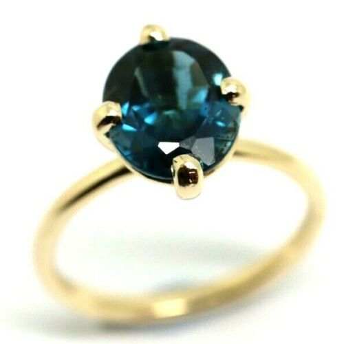 Genuine 9ct Yellow, Rose or White Gold London Blue Topaz Oval Ring