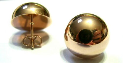Genuine 9ct 9K 375 Solid Yellow, Rose or White Gold 10mm Stud Half Ball Earrings