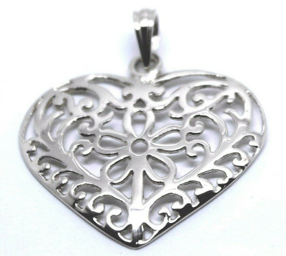 Kaedesigns Genuine 9ct 9k 375 Large Yellow, Rose or White Gold Filigree Flower Heart Pendant