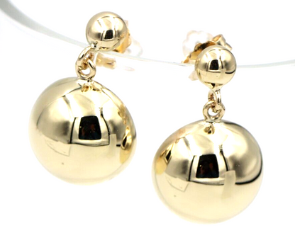 Genuine 9ct Yellow, Rose or White Gold 16mm half ball + 6mm ball stud earrings