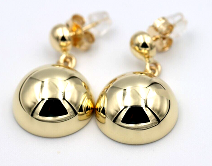 Genuine 9ct Yellow, Rose or White Gold 16mm half ball + 6mm ball stud earrings