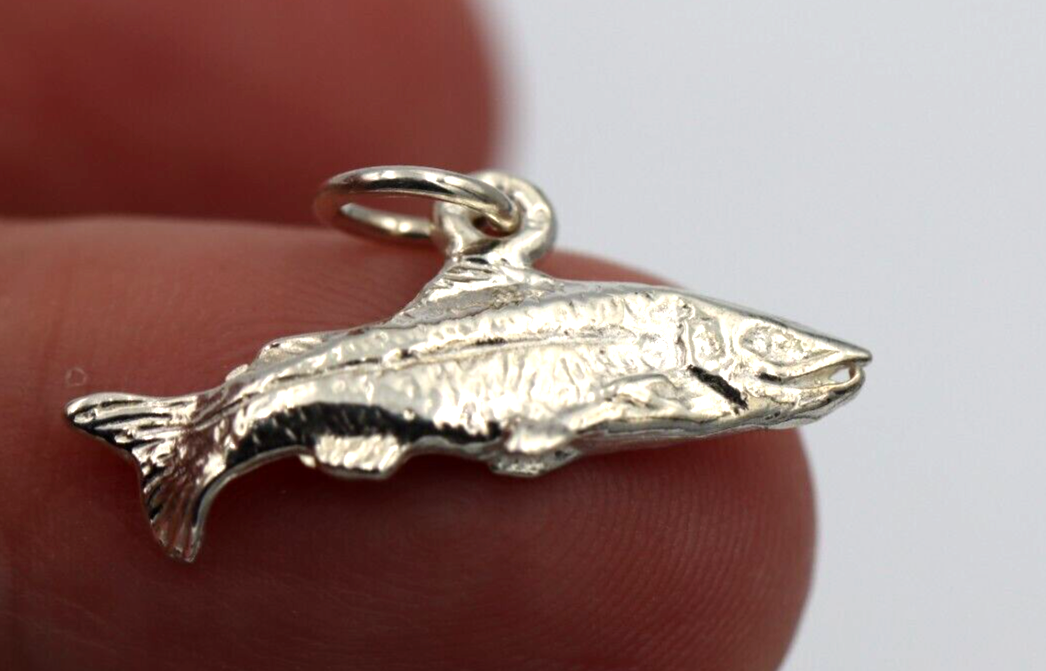 Genuine Sterling Silver Solid 925 Barramundi Fish Pendant Charm