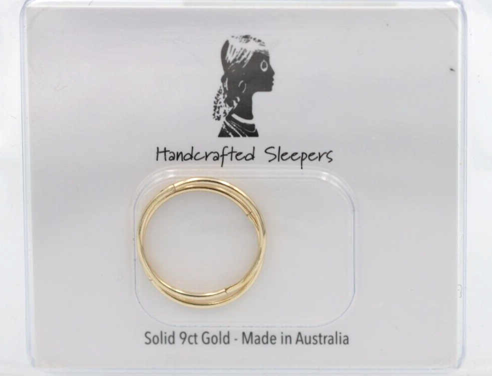 Genuine 9ct Rose Gold Sleepers Hinged Earrings Plain 10mm, 12mm or 14mm inside diameter