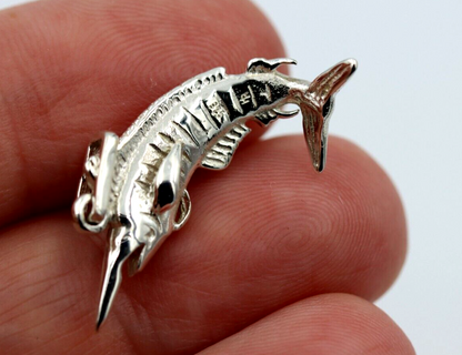 Genuine Sterling Silver 925 Large Marlin Solid Pendant Charm