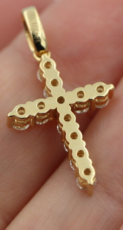 0.699cts Genuine 18ct 750 Yellow Gold Round Diamond Cross Pendant