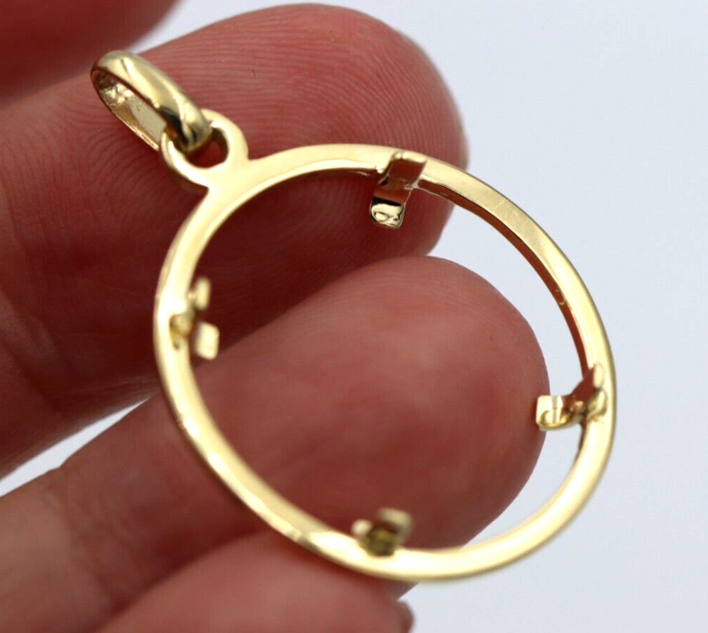 Genuine Solid 9ct Yellow Gold Half Sovereign Plain Coin Frame 23.5mm