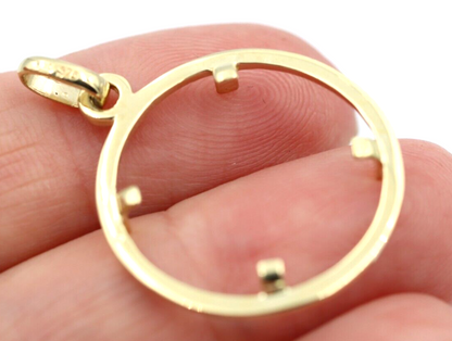 Genuine Solid 9ct Yellow Gold Half Sovereign Plain Coin Frame 23.5mm