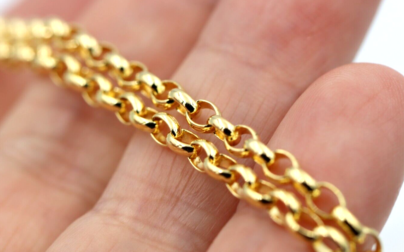 Genuine 9ct Rose or 9ct Yellow Gold Oval Belcher Chain Necklace 60cm