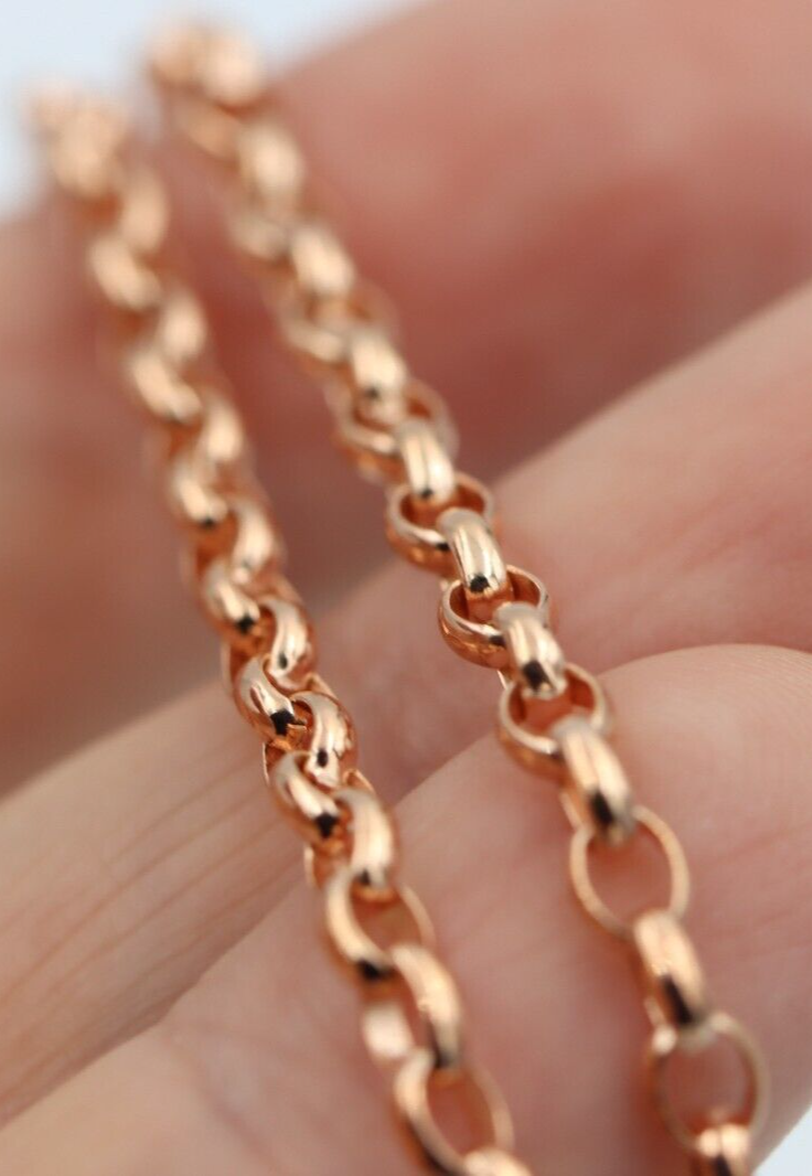 Genuine 9ct Rose or 9ct Yellow Gold Oval Belcher Chain Necklace 60cm