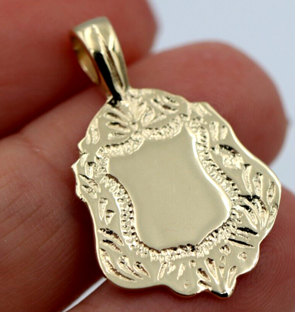 Kaedesigns Genuine Solid 9K 9ct 375 Yellow, Rose or White Gold Shield FOB Pendant