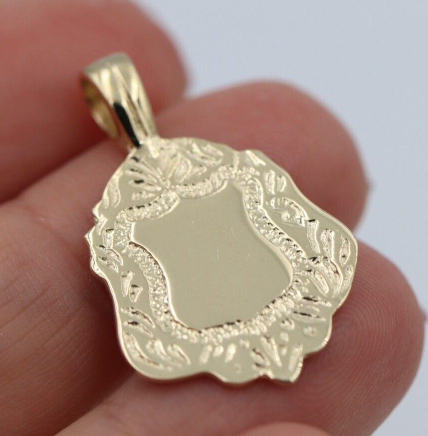 Kaedesigns Genuine Solid 9K 9ct 375 Yellow, Rose or White Gold Shield FOB Pendant