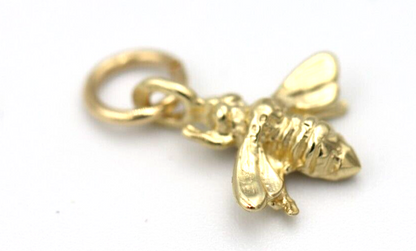 Genuine 9ct Yellow Gold Bee Pendant or Charm