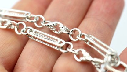 Heavy Genuine Sterling Silver Antique Fancy Oval Belcher Link FOB Chain Necklace + T-Bar