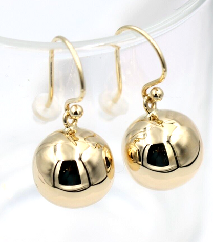 Kaedesigns Genuine 9ct 9kt 375 Yellow, Rose or White Gold 14mm Euro Ball Drop Earrings