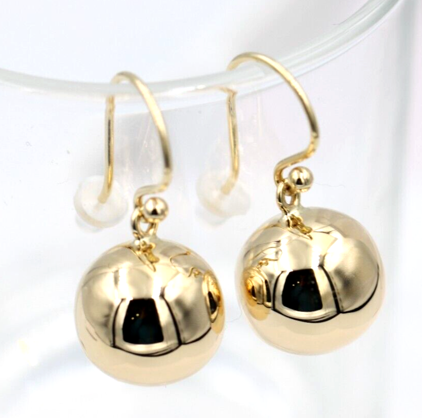 Kaedesigns Genuine 9ct 9kt 375 Yellow, Rose or White Gold 14mm Euro Ball Drop Earrings