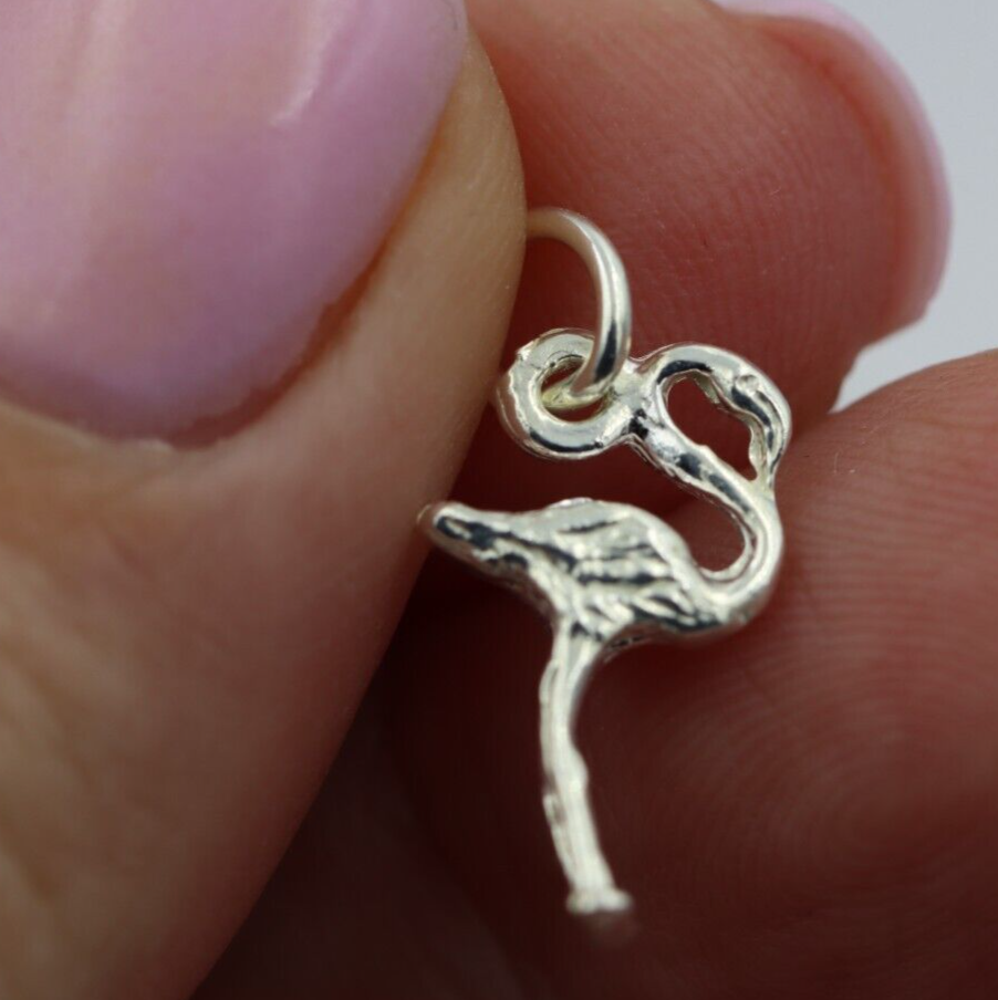Sterling Silver 375 Small Flamingo Pendant Or Charm
